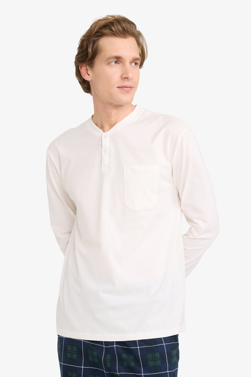 ديفاكتو طقم بيجاما قطن قصة عادية كم طويل - قطعتين - Image 3